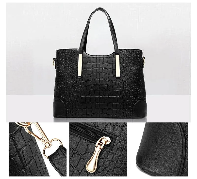 Luxury Designer Navyblue Croc Tote 2 In 1 Handbag