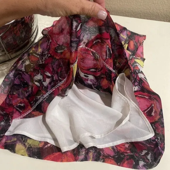 Madison Marcus Dress Rouge Watercolor Sheer Silk Floral Tank Mini Size Small New
