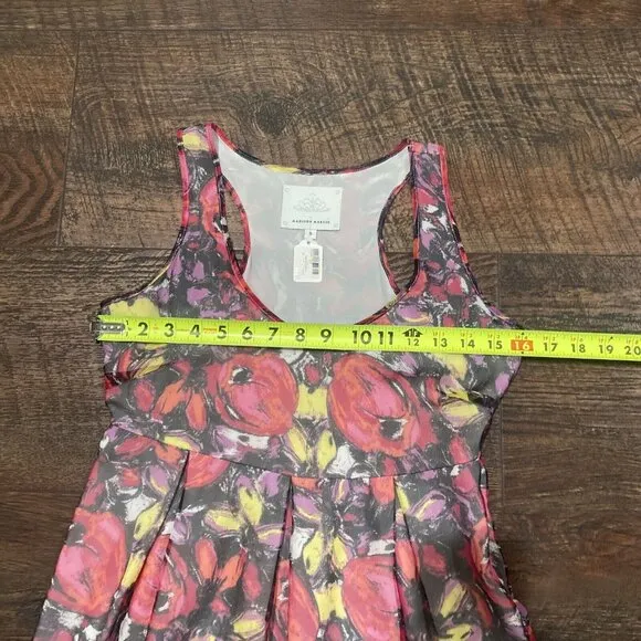 Madison Marcus Dress Rouge Watercolor Sheer Silk Floral Tank Mini Size Small New