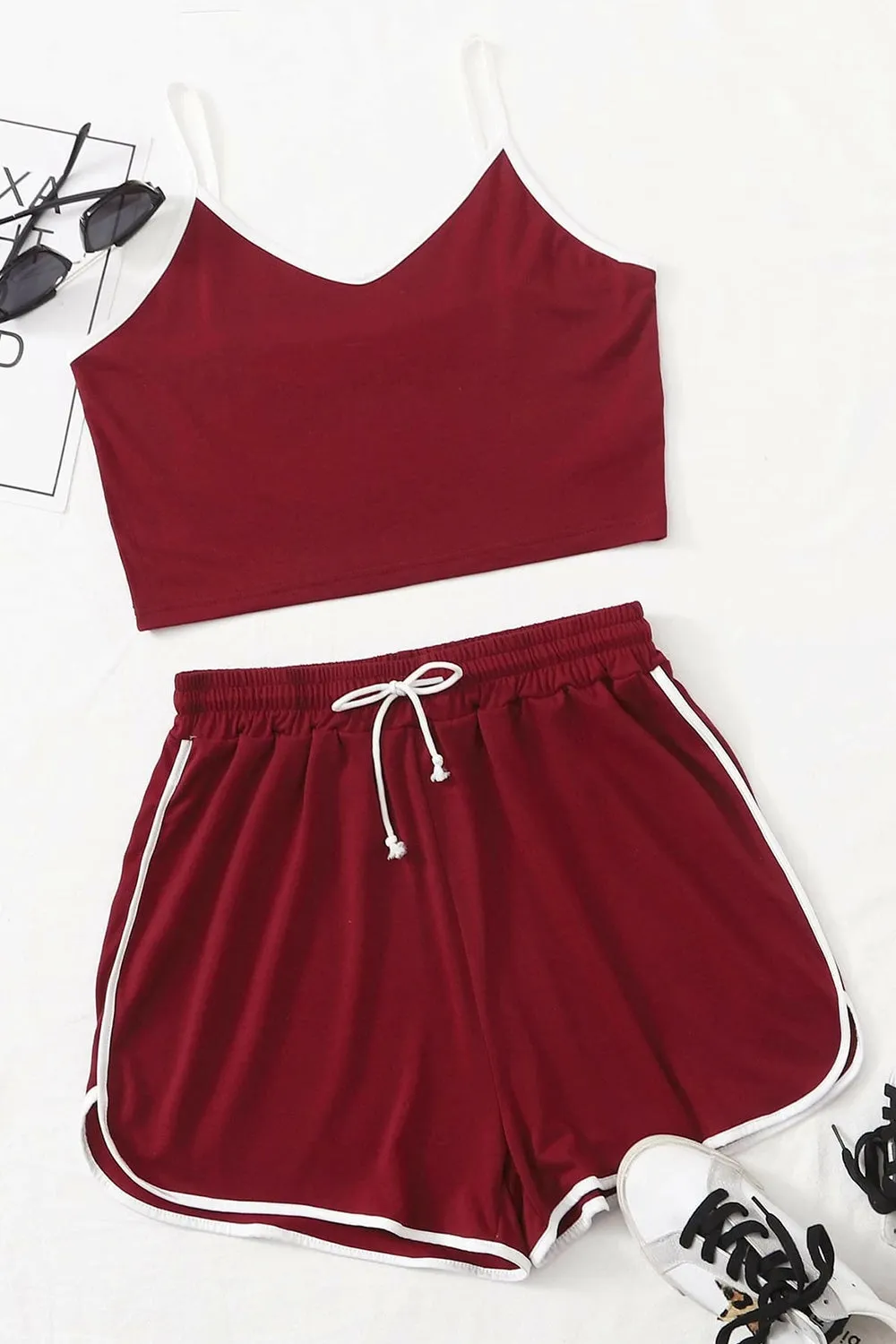 Maroon Crop Top Combo