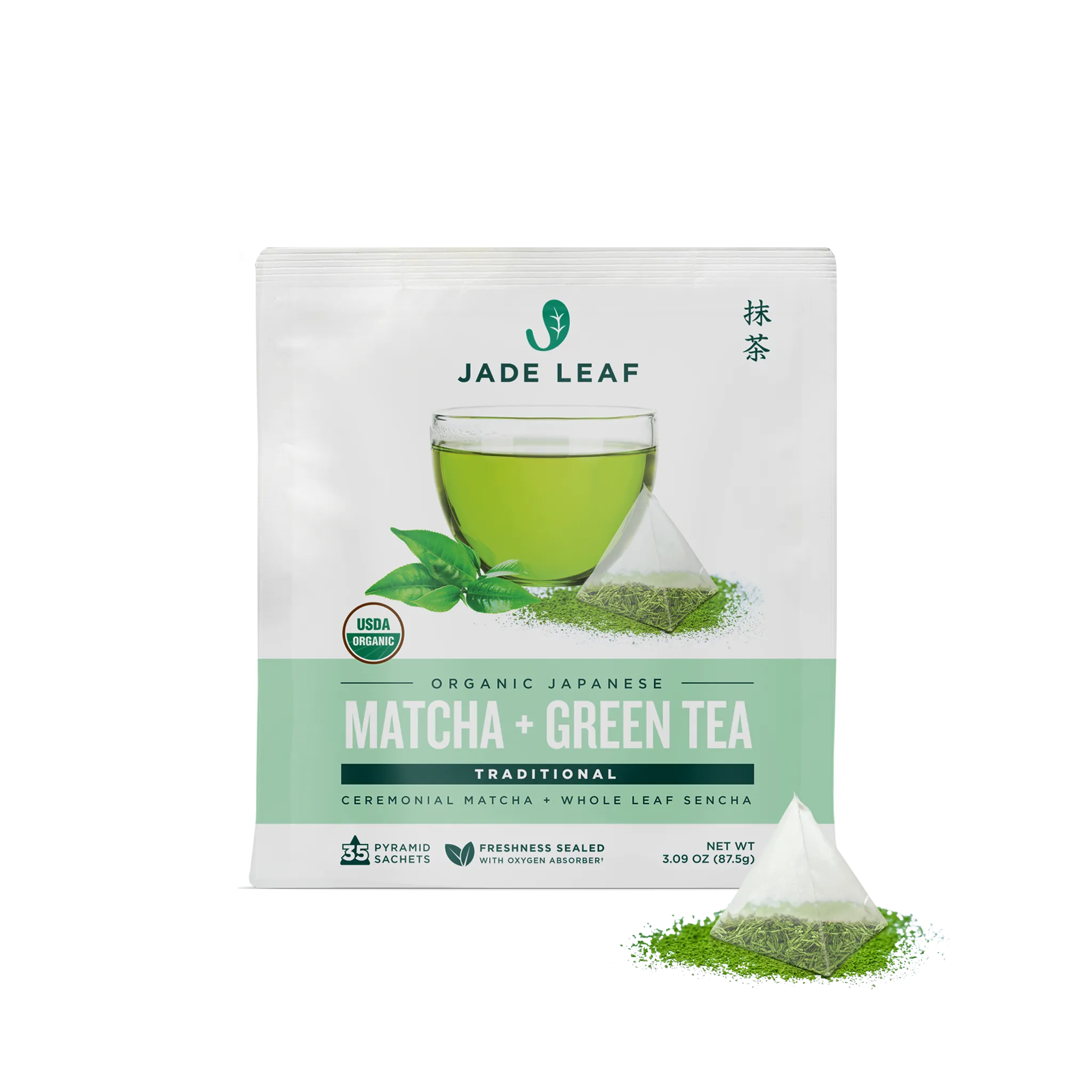 Matcha   Green Tea Pyramid Sachet Tea Bags - Traditional