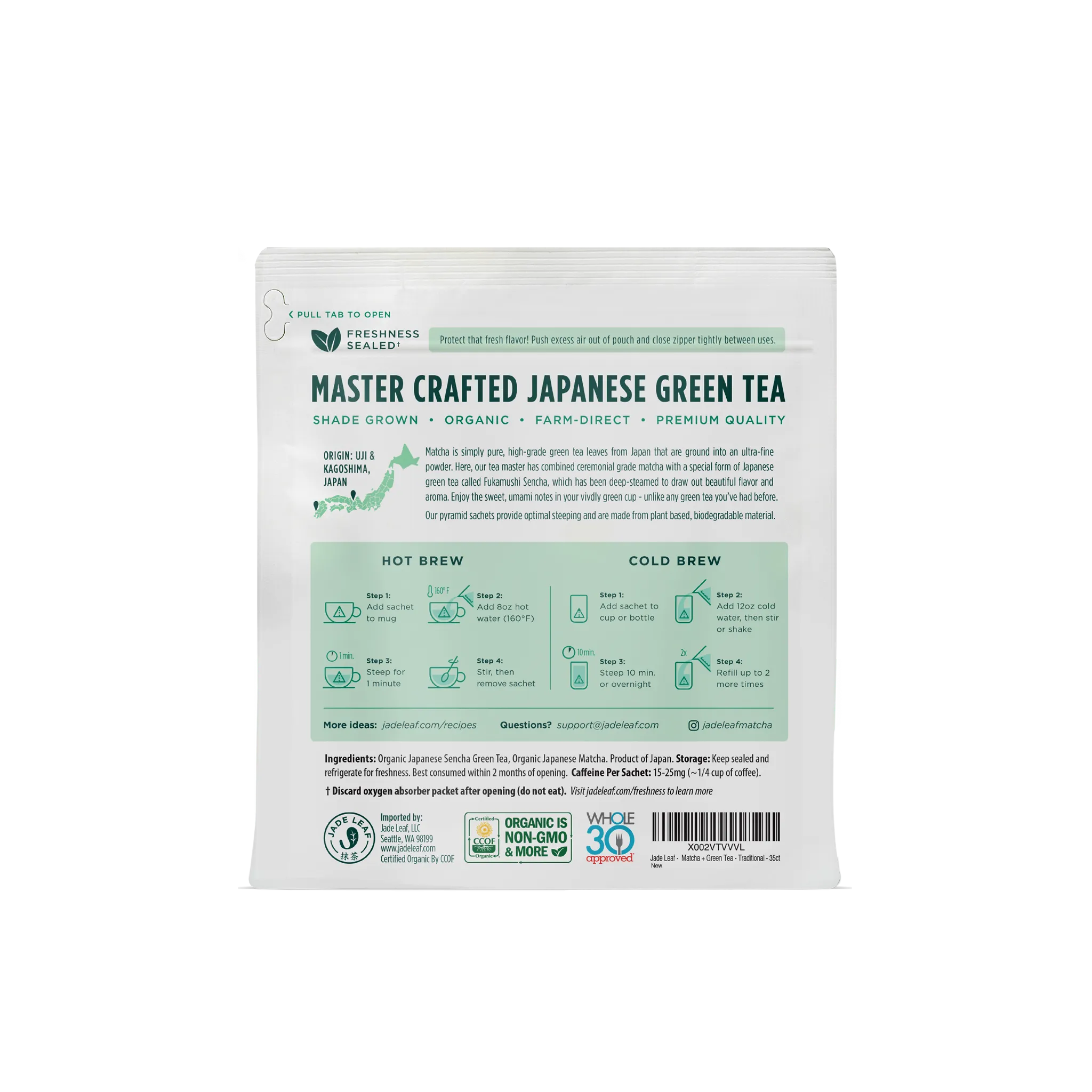 Matcha   Green Tea Pyramid Sachet Tea Bags - Traditional
