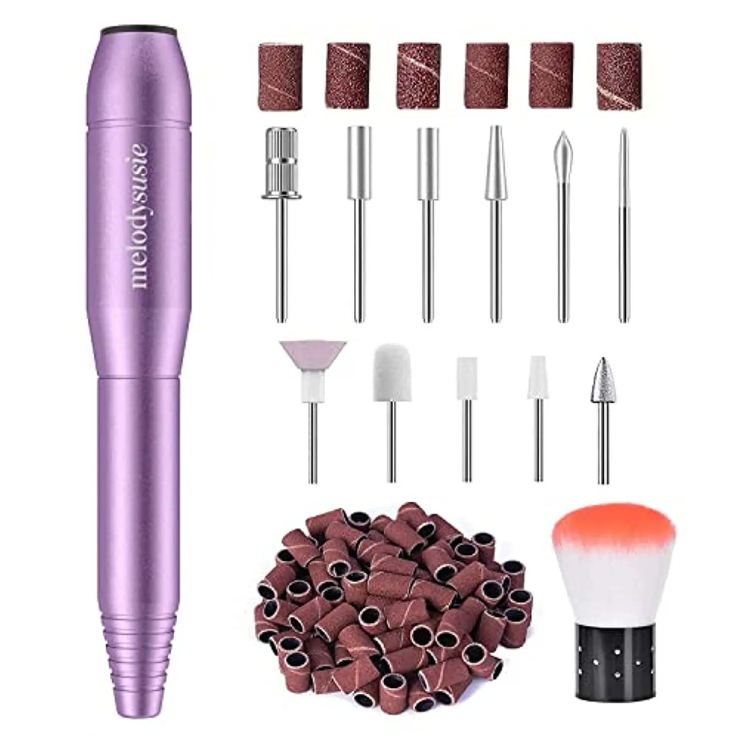 MelodySusie Electric Nail Drill Machine 11 in 1 Kit, Portable Electric Nail File Efile Set for Acrylic Gel Nails, Manicure Pedicure Tool with Nail Drill Bits Sanding Bands Dust Brush