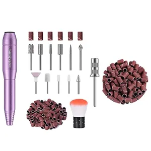 MelodySusie Electric Nail Drill Machine 11 in 1 Kit, Portable Electric Nail File Efile Set for Acrylic Gel Nails, Manicure Pedicure Tool with Nail Drill Bits Sanding Bands Dust Brush