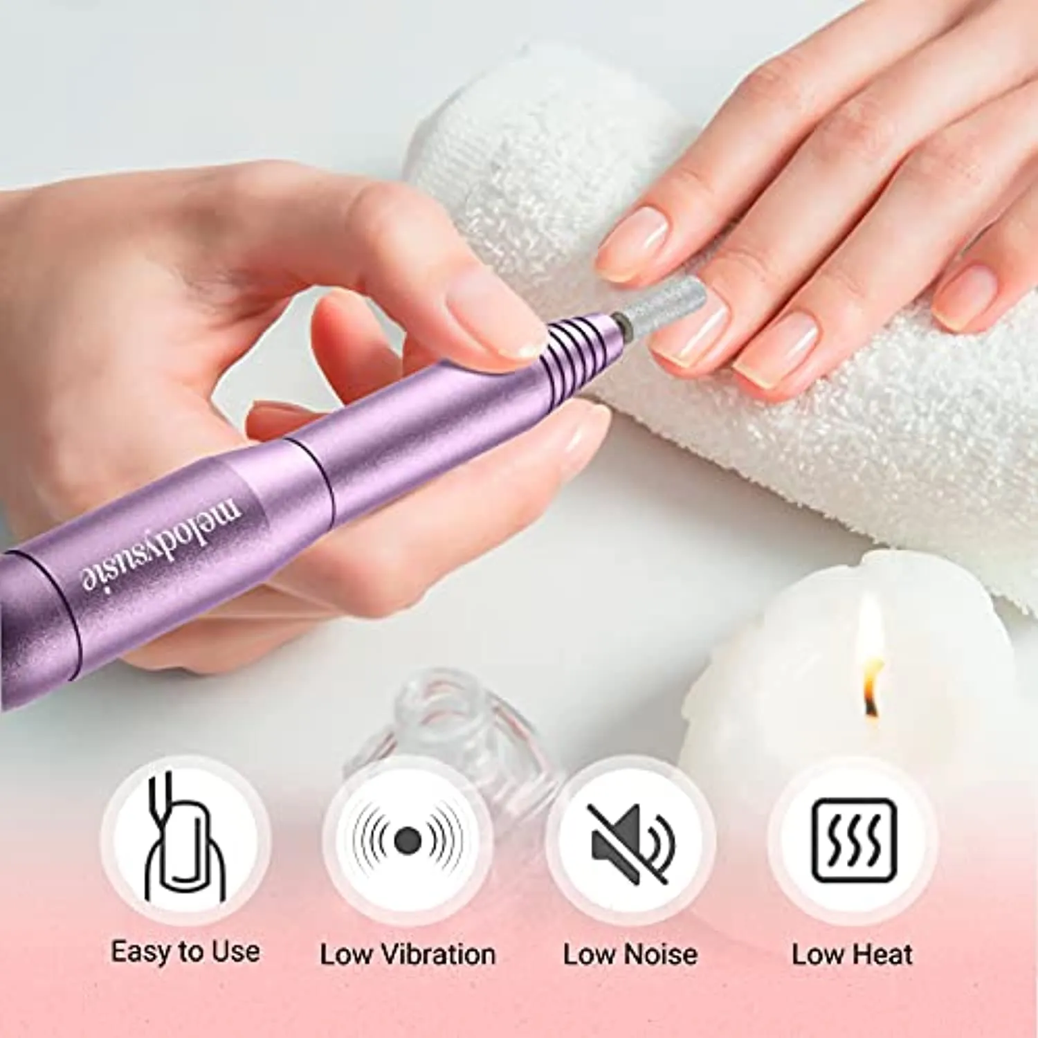 MelodySusie Electric Nail Drill Machine 11 in 1 Kit, Portable Electric Nail File Efile Set for Acrylic Gel Nails, Manicure Pedicure Tool with Nail Drill Bits Sanding Bands Dust Brush