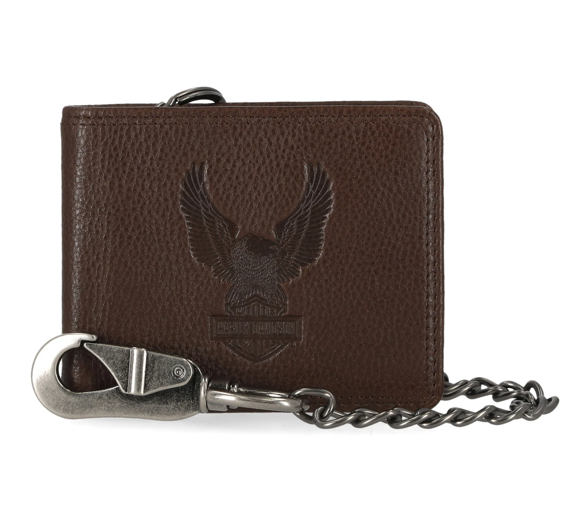 Mens Eagle Billfold Wallet With Chain - Olive