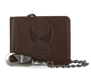 Mens Eagle Billfold Wallet With Chain - Olive
