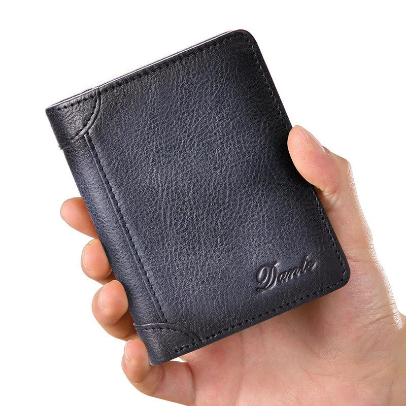 Men's Leather RFID Anti-theft Brush Retro Wallet