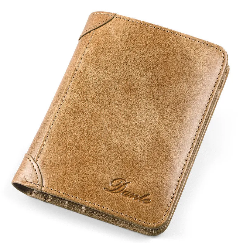 Men's Leather RFID Anti-theft Brush Retro Wallet