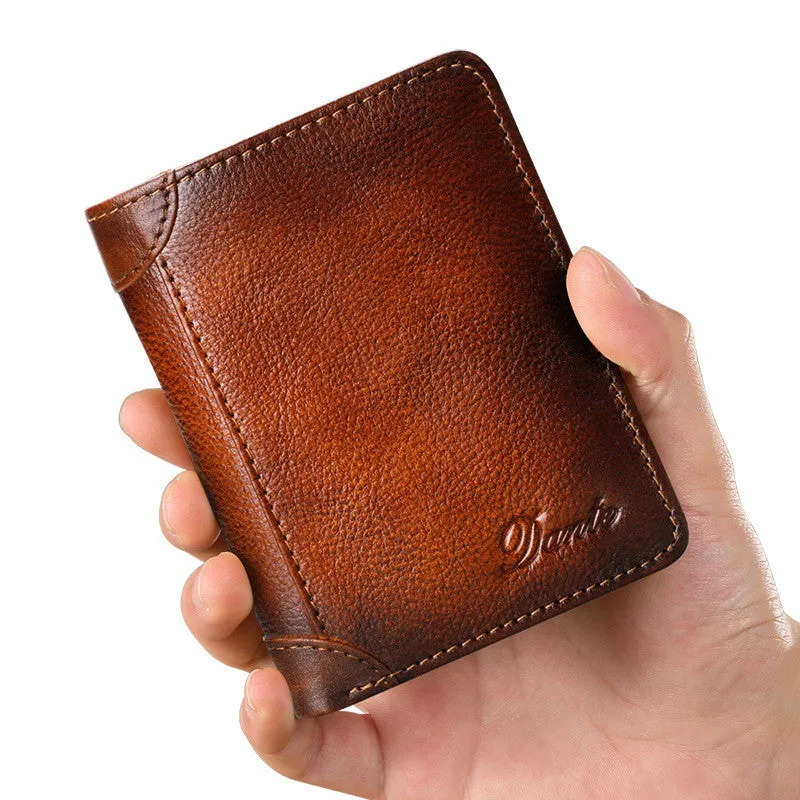 Men's Leather RFID Anti-theft Brush Retro Wallet