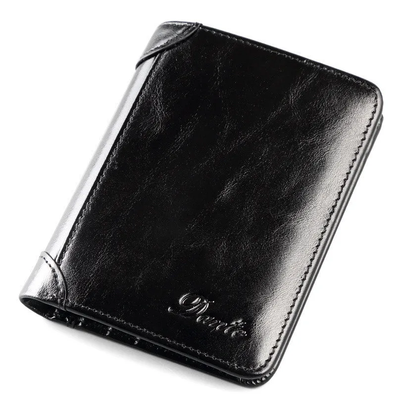 Men's Leather RFID Anti-theft Brush Retro Wallet