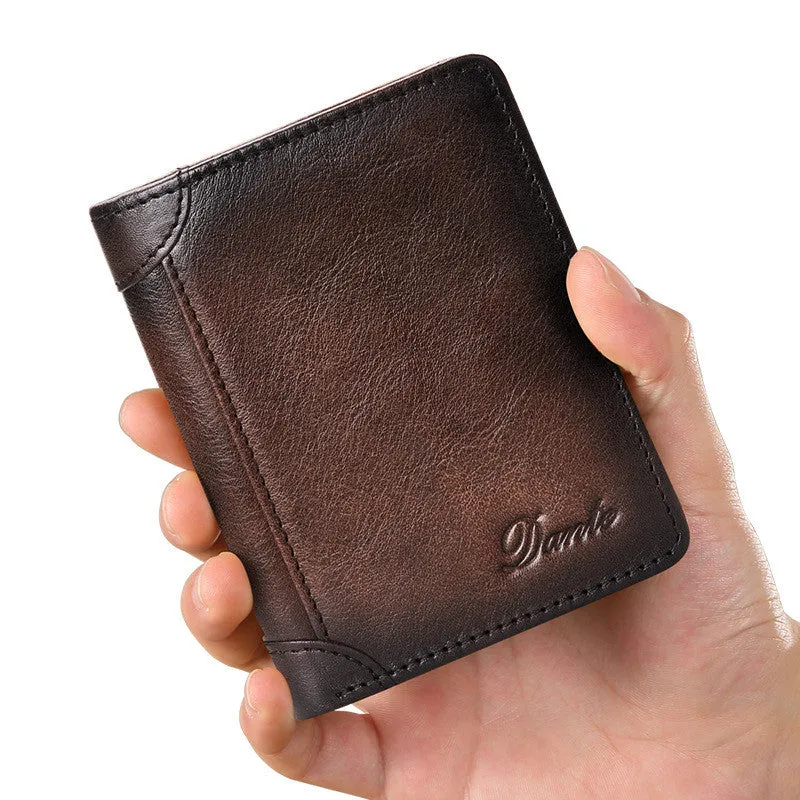 Men's Leather RFID Anti-theft Brush Retro Wallet