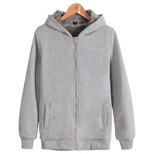 Mens Oversize Casual Solid Long Sleeve Thicken Hoodie