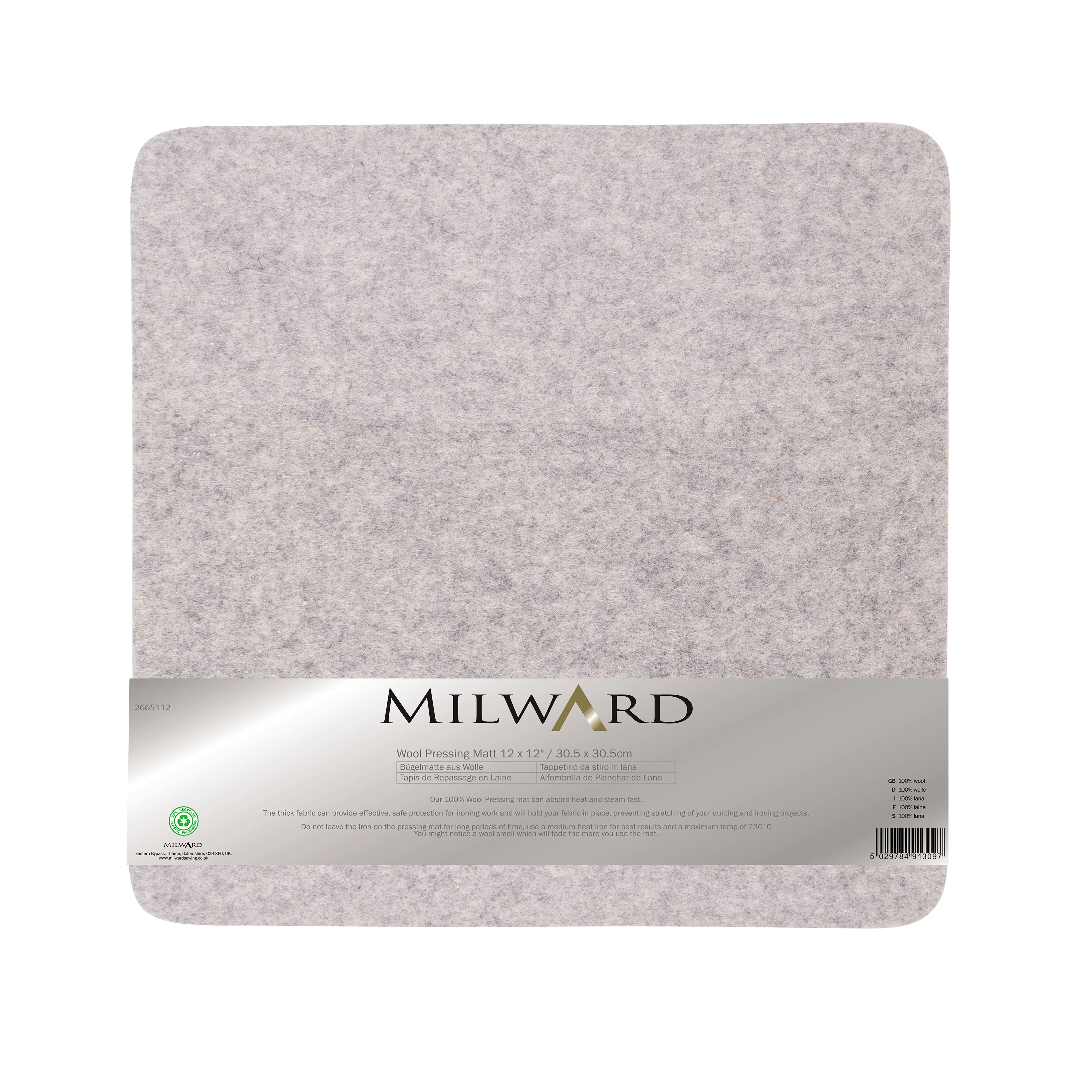 Milward Pressing Mat 100% Wool 30x30cm Good For Almost All Surfaces