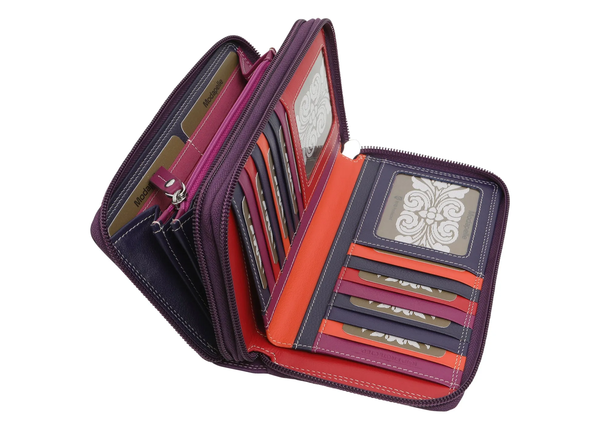 Modapelle Womens Leather Zip Wallet 7503