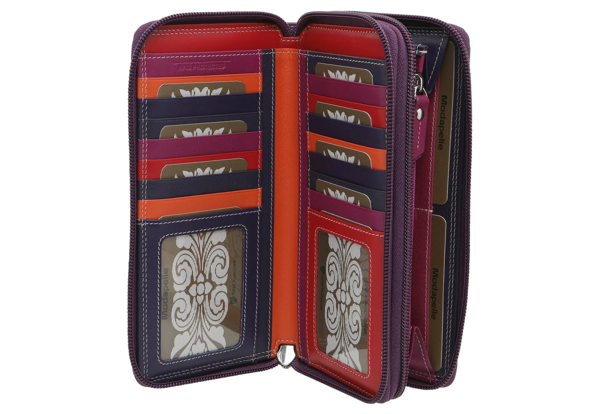 Modapelle Womens Leather Zip Wallet 7503