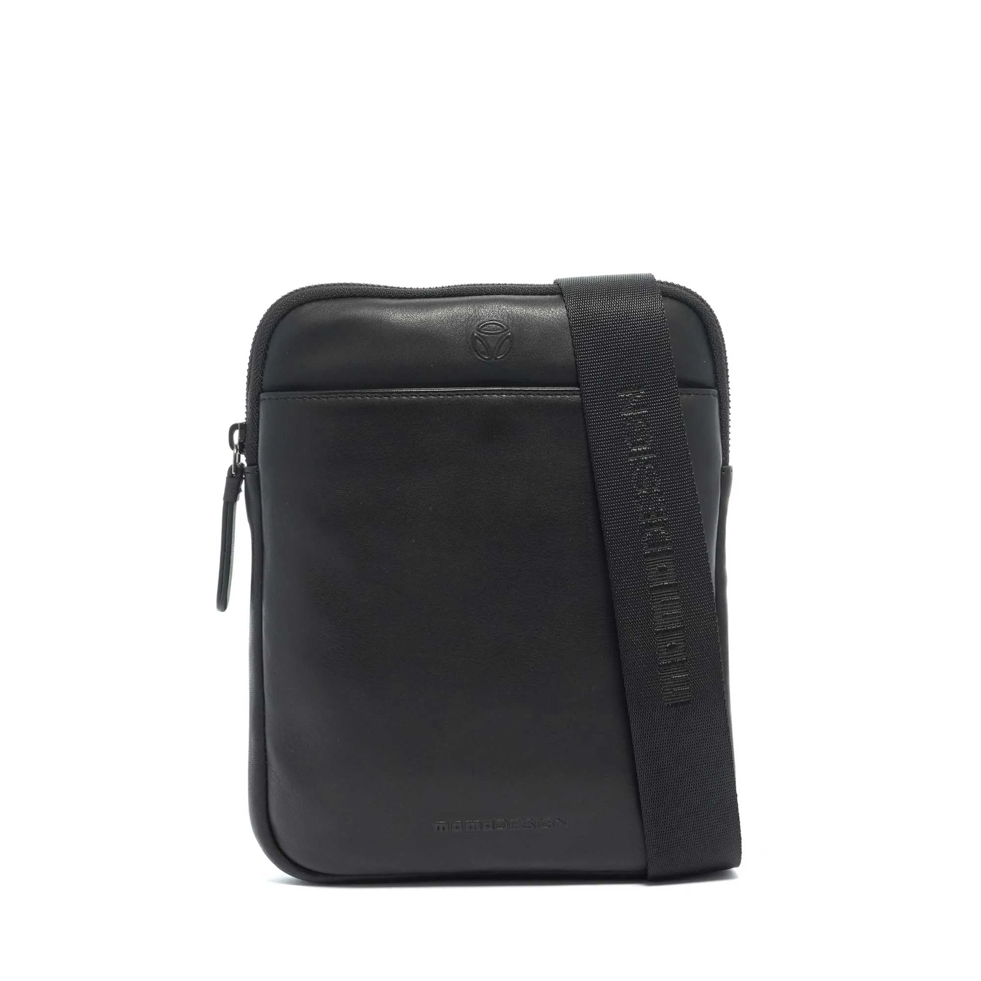 Momodesign Tracolla Business Logo in Pelle Nera