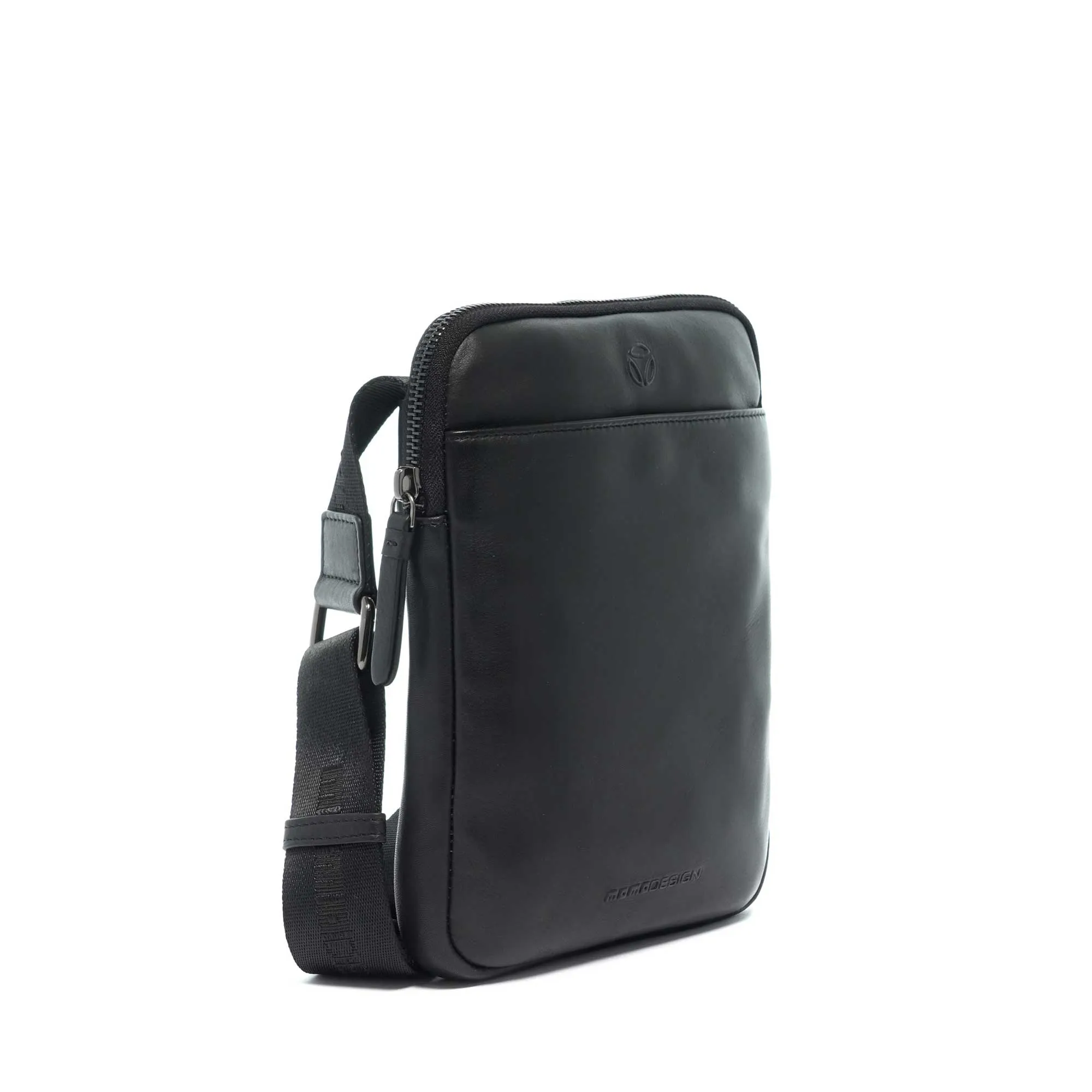 Momodesign Tracolla Business Logo in Pelle Nera