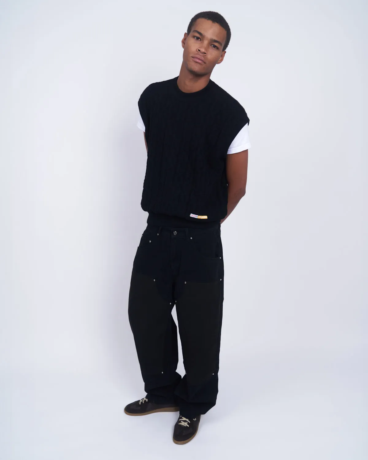 Moses Chain Knit Sweater Vest Black