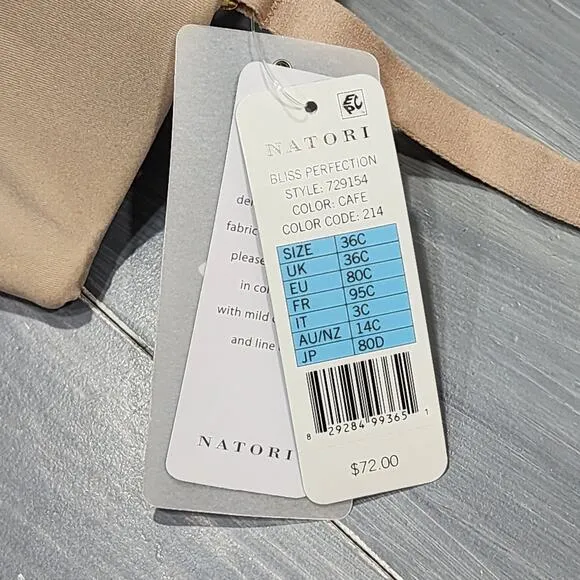 Natori 36C Bliss Perfection Strapless Contour Underwire Bra Convertible 729154