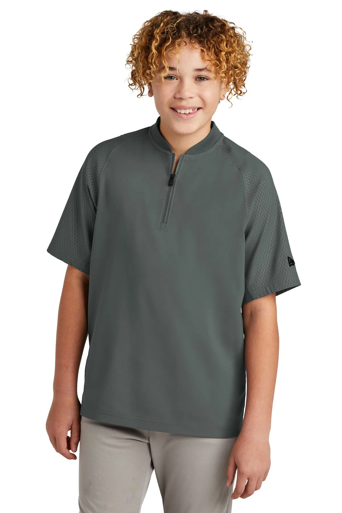 New Era  Youth Cage Short Sleeve 1/4-Zip Jacket. YNEA600 Graphite