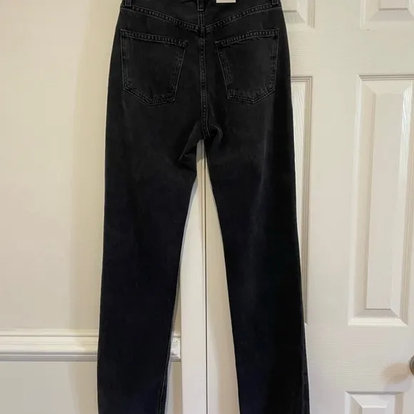 NWT AGOLDE 90’s mid Rise Distressed Lana Straight Jeans in Black
