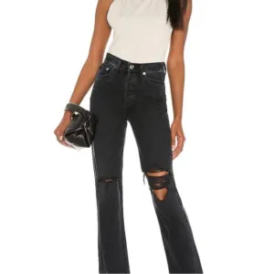 NWT AGOLDE 90’s mid Rise Distressed Lana Straight Jeans in Black