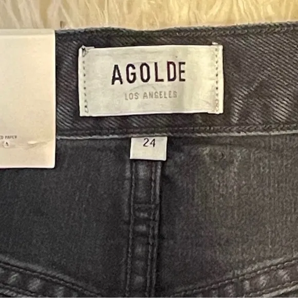 NWT AGOLDE 90’s mid Rise Distressed Lana Straight Jeans in Black