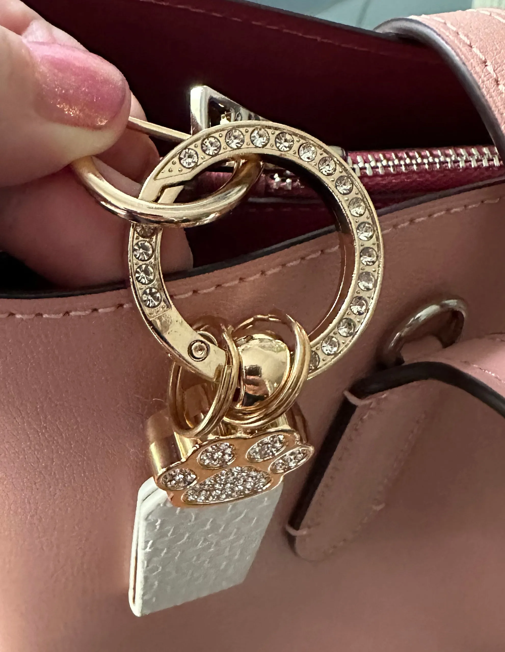 Off White/Light Beige With Silver Pawprint Keychain