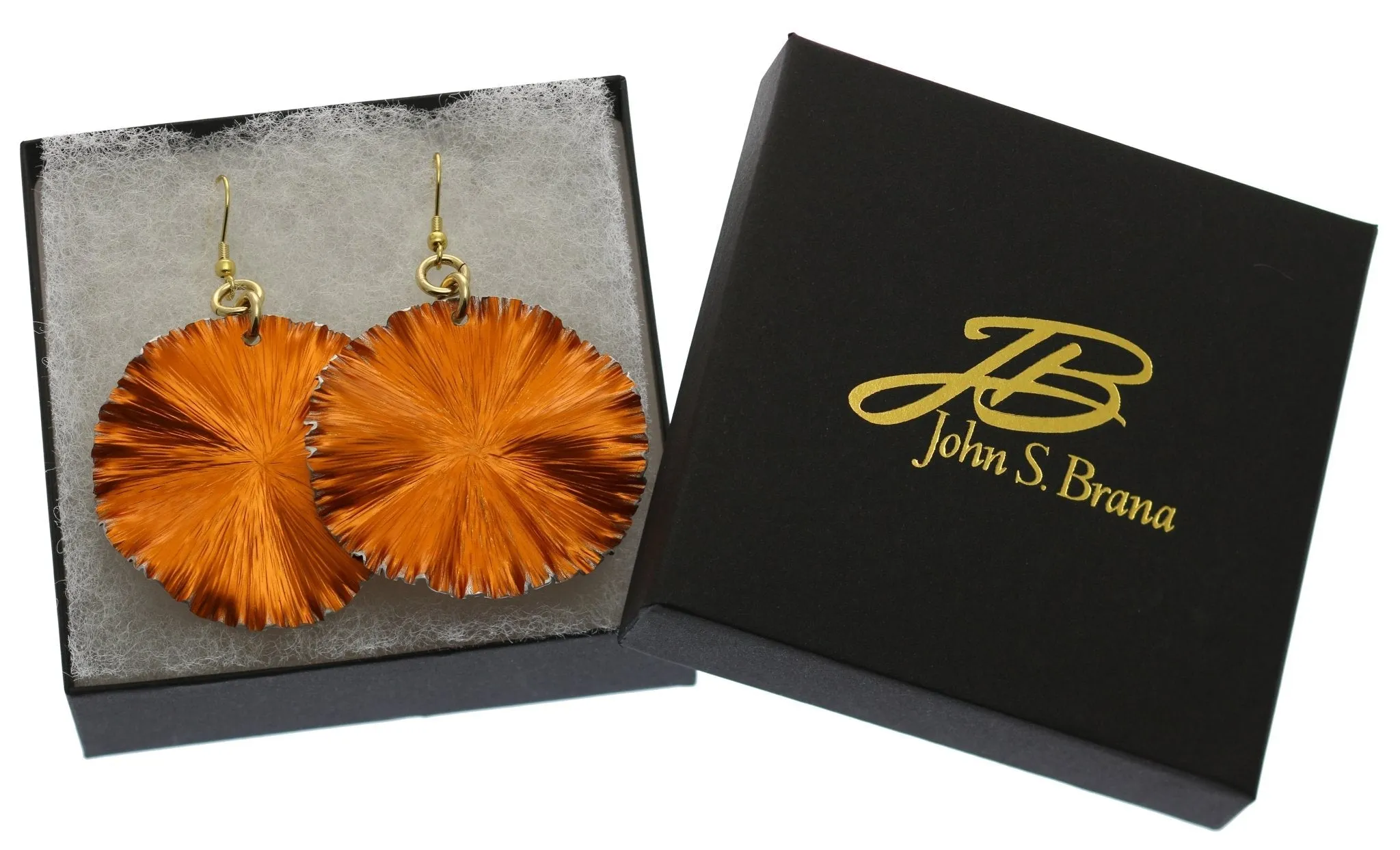 Orange Anodized Aluminum Lily Pad Earrings - Large