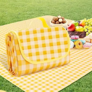 Outdoor Picnic Blanket,Extra Large Picnic Blanket Beach Blankets, Picnic Mat Waterproof Sand Proof Foldable Portable for Outdoor Camping Hiking Travel Grass Music Festival Lawn Mats (Yellow)