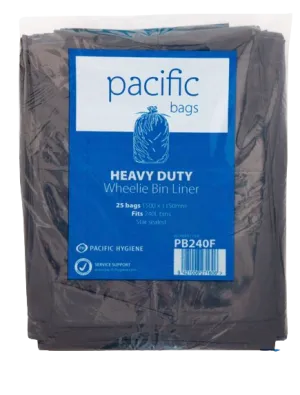 Pacific Wheely Bin Liner Black 240L