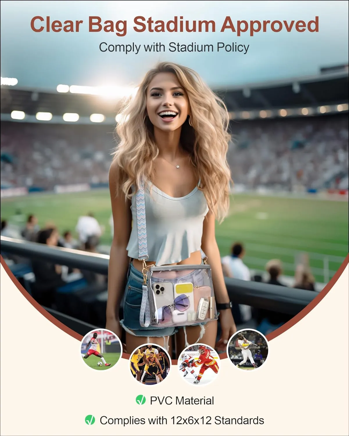 PACKISM Clear Bag Stadium Approved for Women