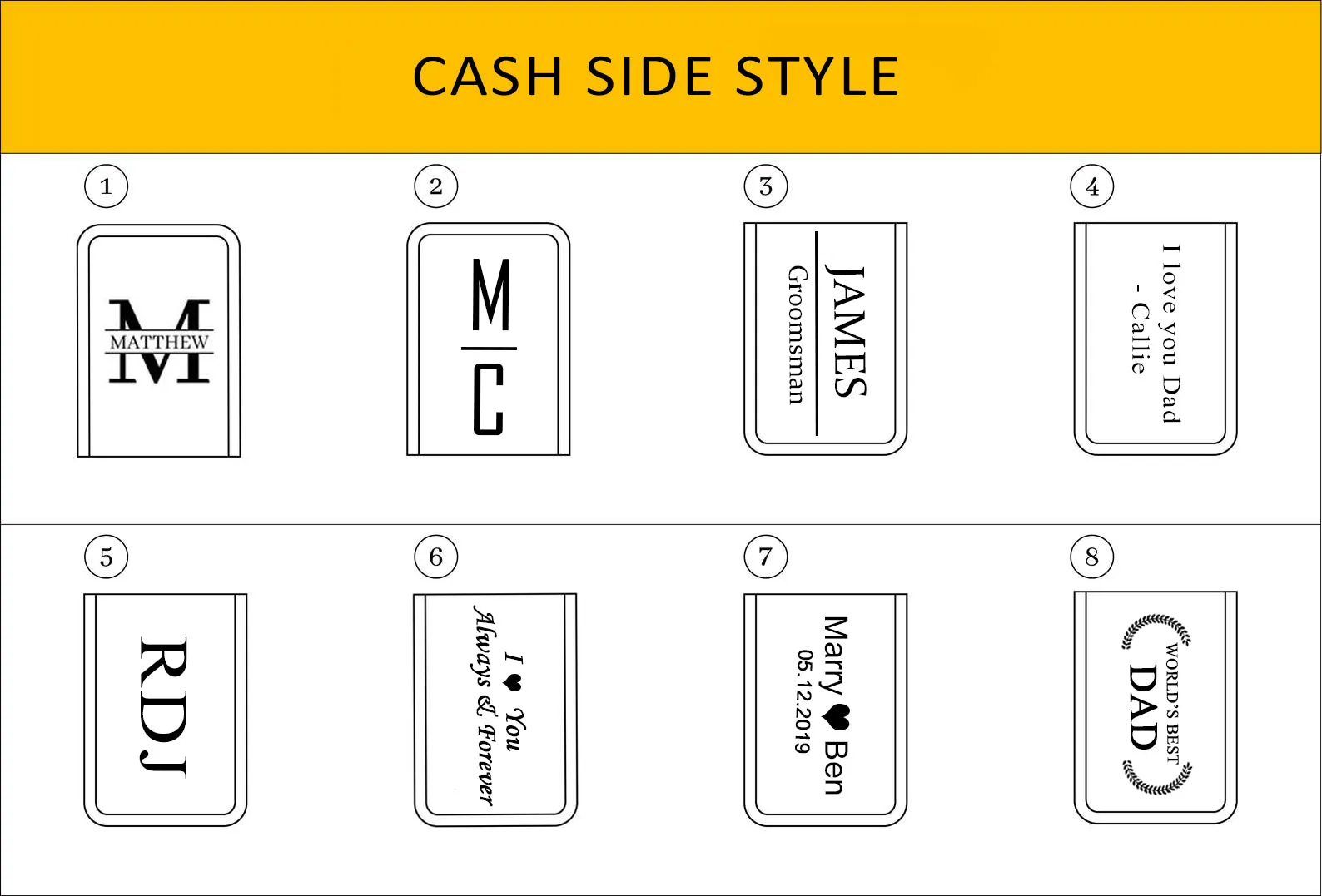 Personalized Wedding Gift RFID Blocking Leather Money Clip