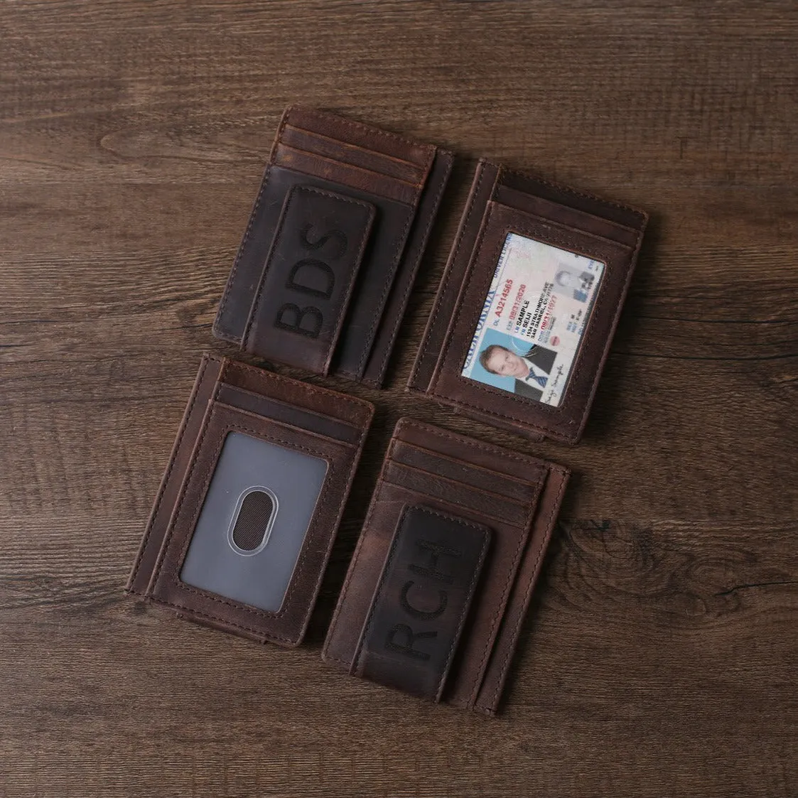 Personalized Wedding Gift RFID Blocking Leather Money Clip
