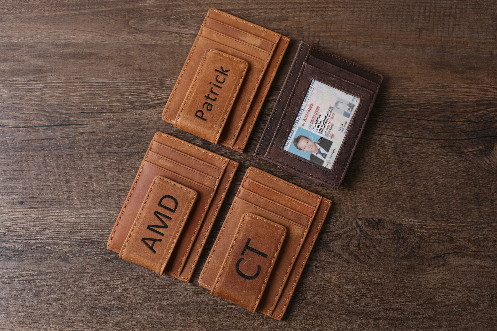 Personalized Wedding Gift RFID Blocking Leather Money Clip