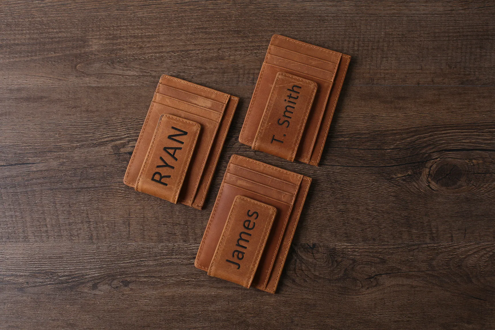 Personalized Wedding Gift RFID Blocking Leather Money Clip