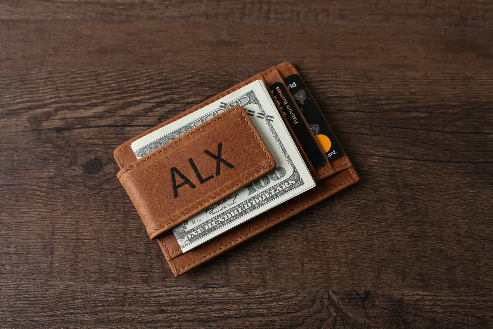 Personalized Wedding Gift RFID Blocking Leather Money Clip