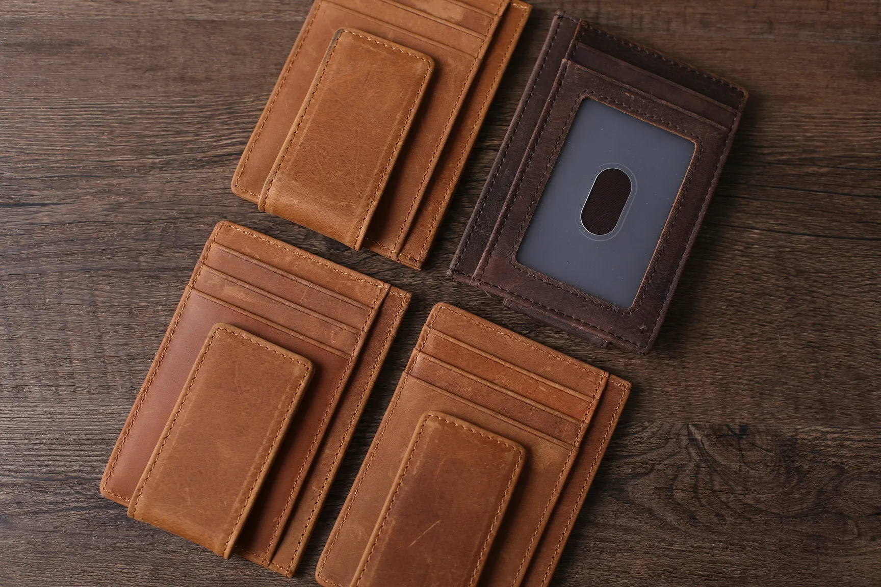 Personalized Wedding Gift RFID Blocking Leather Money Clip
