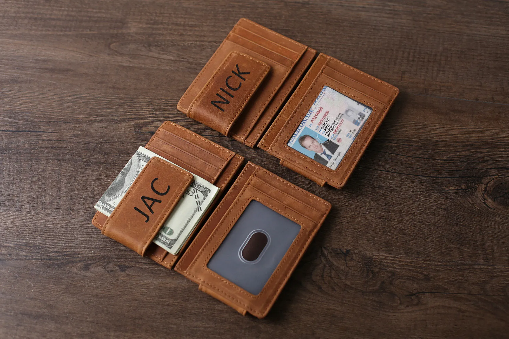 Personalized Wedding Gift RFID Blocking Leather Money Clip