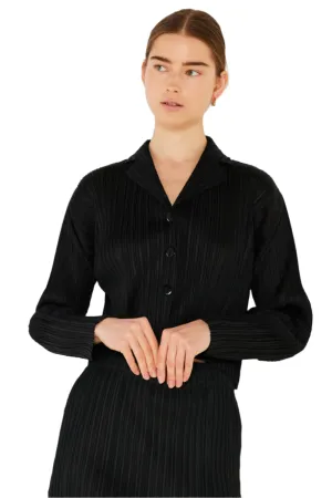 Pleated Cropped Button Up Shirt