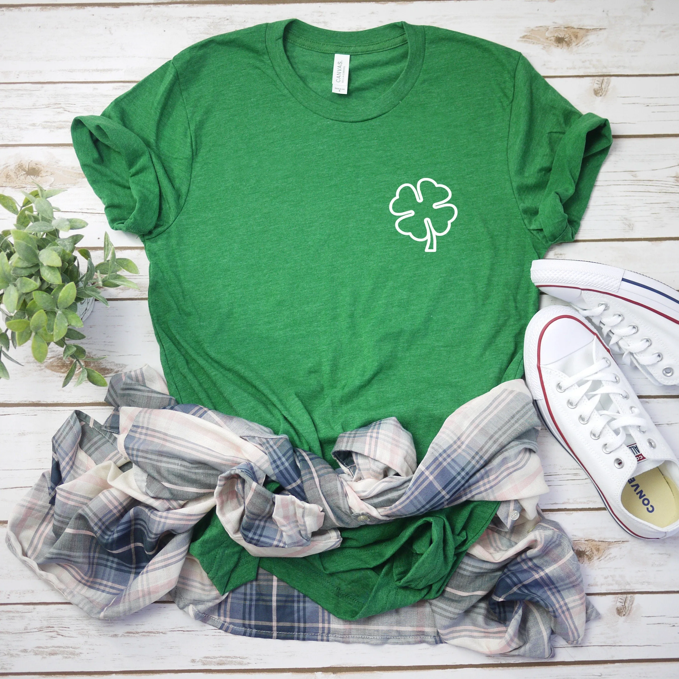Pocket Shamrock St.Patricks Day T-Shirt