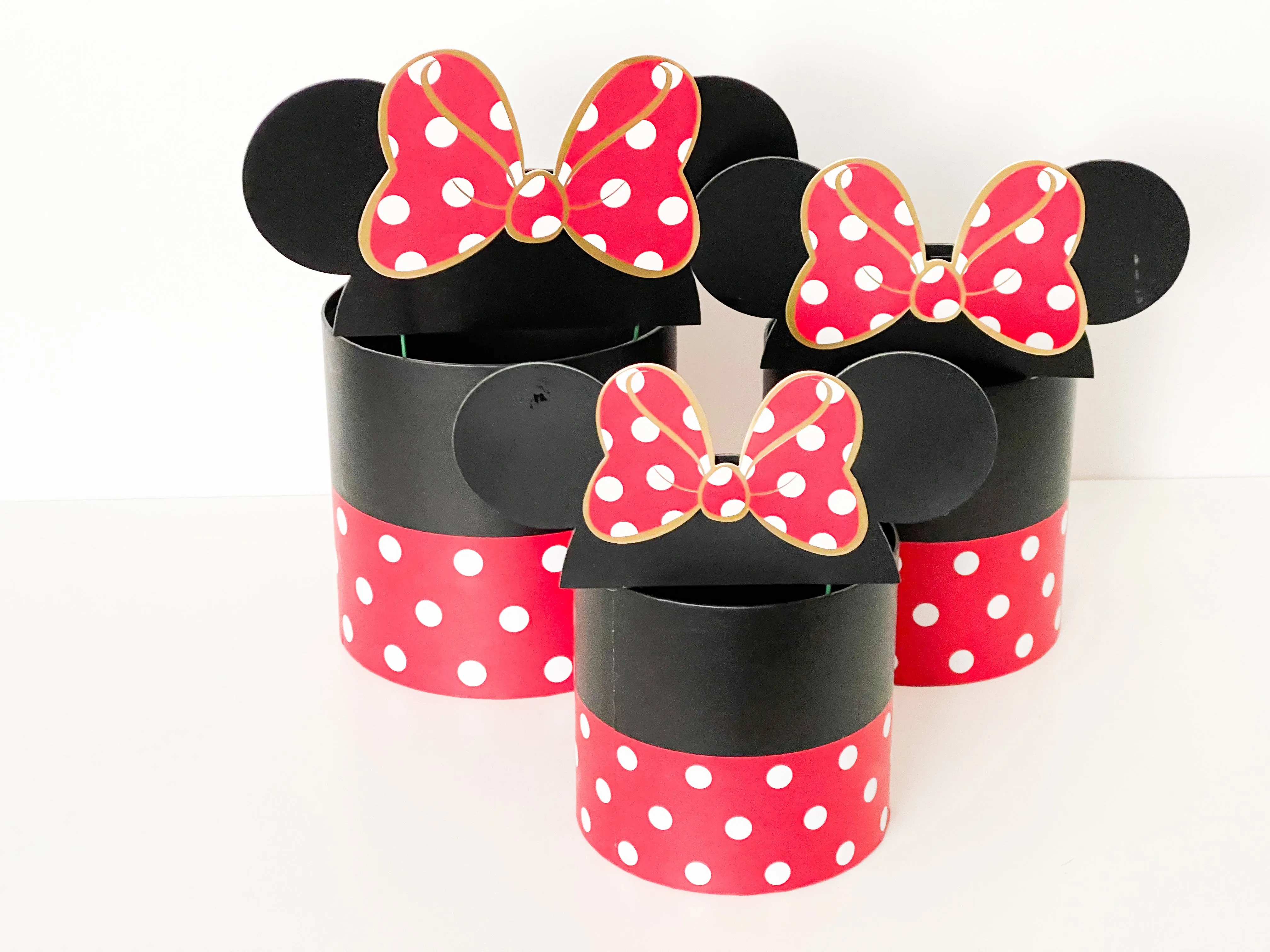 Polka Dot Mickey Mouse Flower/Gift Box in variety size and color
