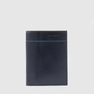 Portafoglio da Uomo Verticale Piquadro in Pelle Blue Square Blu