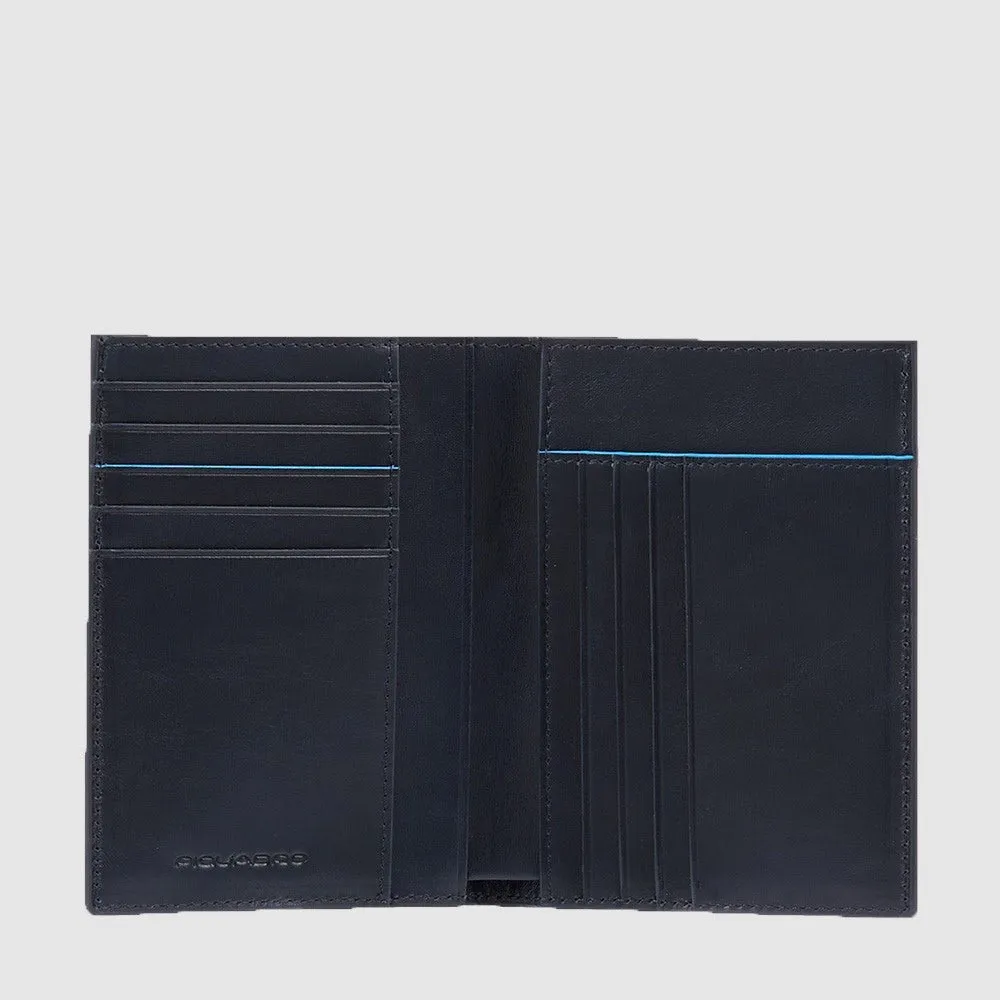 Portafoglio da Uomo Verticale Piquadro in Pelle Blue Square Blu