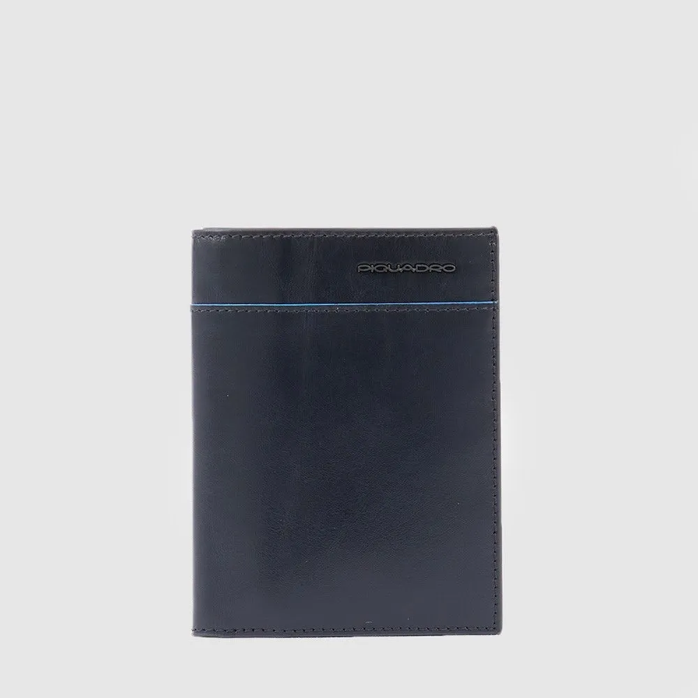 Portafoglio da Uomo Verticale Piquadro in Pelle Blue Square Blu
