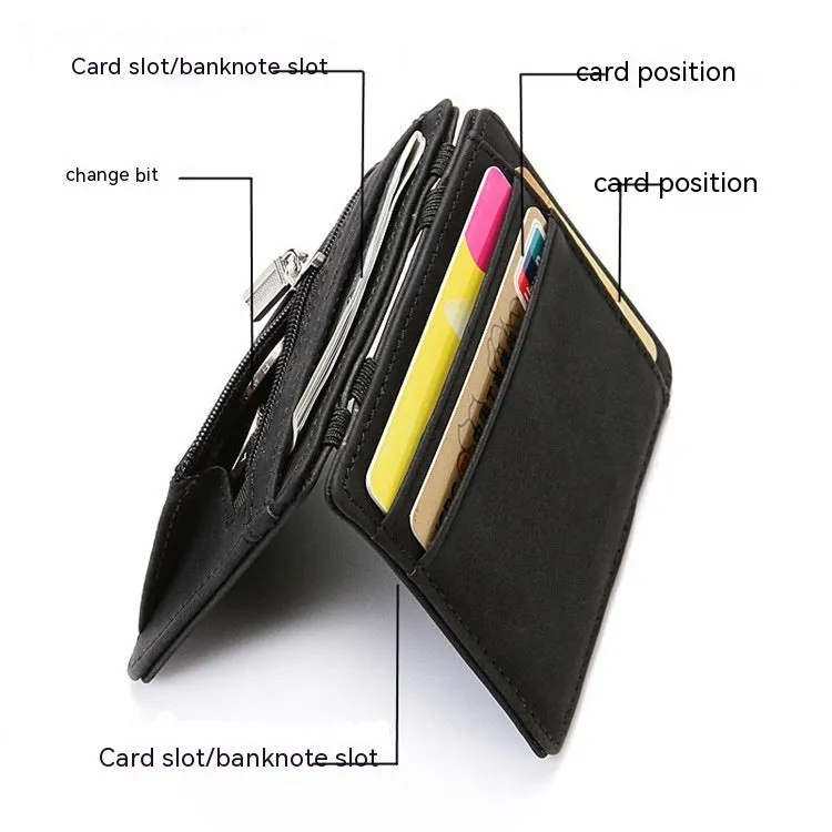 PU Creative Magic Wallet Flip Card Holder Men's Lady's Wallet Zipper Coin Purse Short
