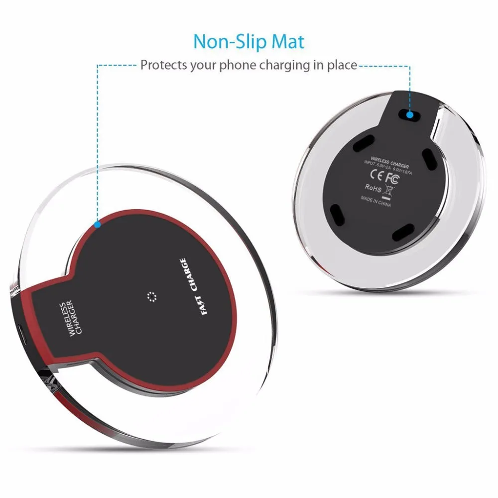 QI Standard Fashion Crystal Portable Fast Wireless Charger Charging Pad Stand for Apple Android HTC