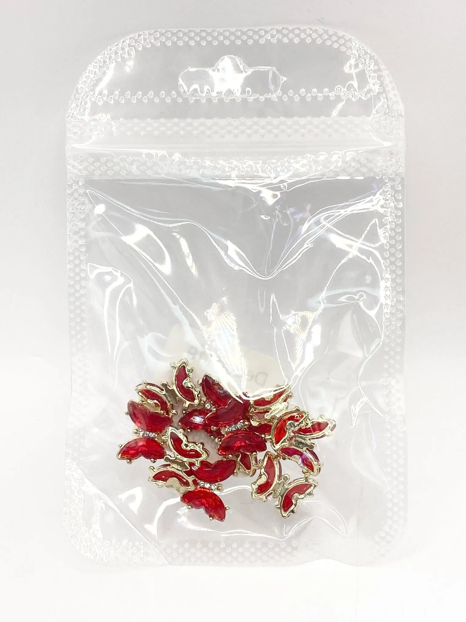 Queen - Nail Charms 10pc - #116 Gold Red Butterflies