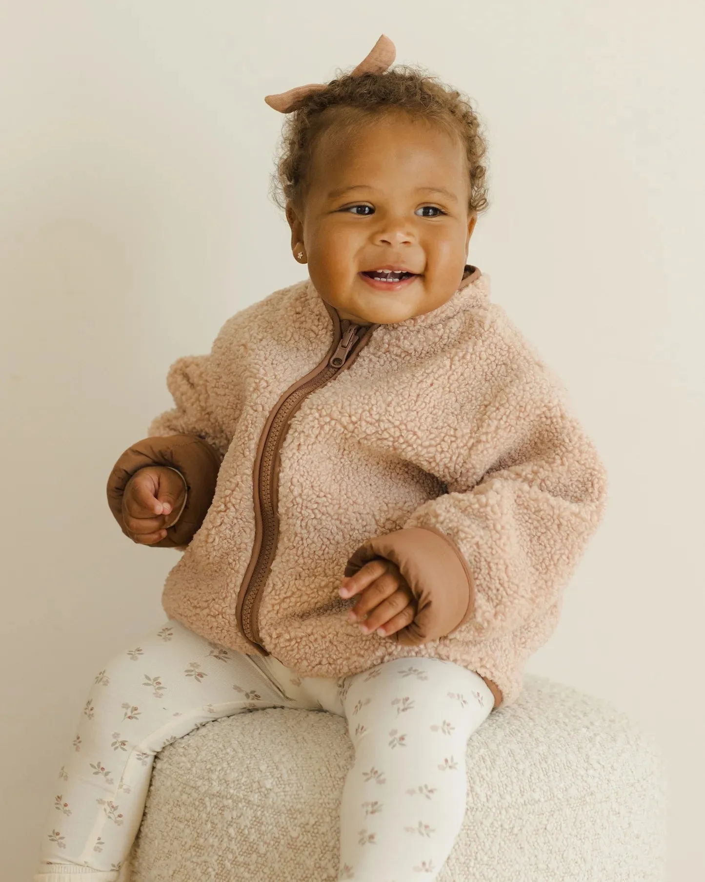 QUINCY MAE Shearling Zip Jacket || Blush